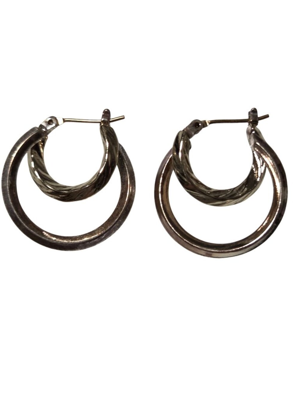 Vintage Hoop Earrings Gold Tone Twisted and Smooth Design Classic Jewelry Women